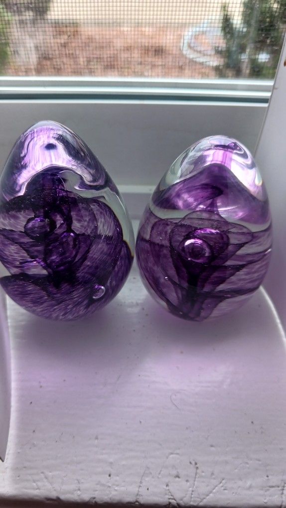 2 Purple Paperweights