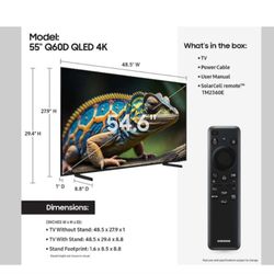 SAMSUNG 55"INCH QLED 4K Q60D ALL ACCESSORIES INCLUDED OPEN BOX NEVER USED. 