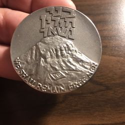 "MASADA SHALL NOT FALL AGAIN" 'WE SHALL REMAIN FREE MEN' Sterling Siler 1970's Israel Medallion