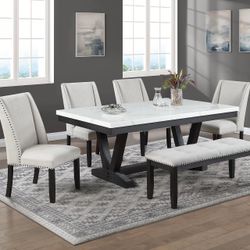 Brand New Elegant 6pc Marble Dining Set 