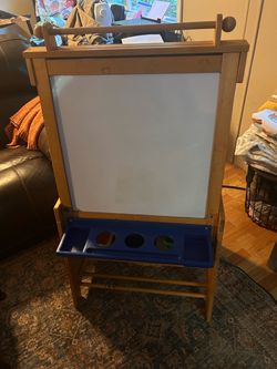 Kids Wooden Art Easel with Whiteboard and Chalkboard