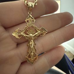 10k Gold Cross Inri Pendant