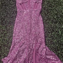 Womens Purple Sequin Dress