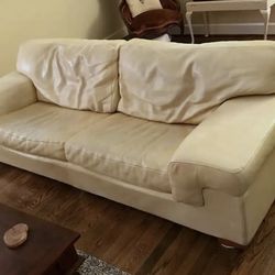 Decoro Leather Sofa - Cream 
