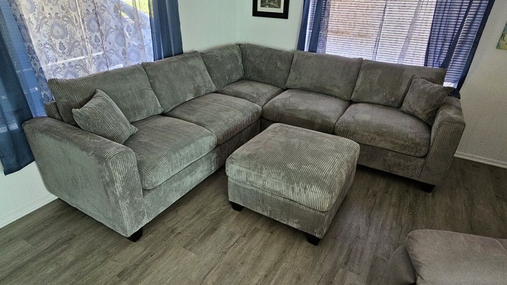 New Sectional 4 Pcs $749 Corduroy Fabric 