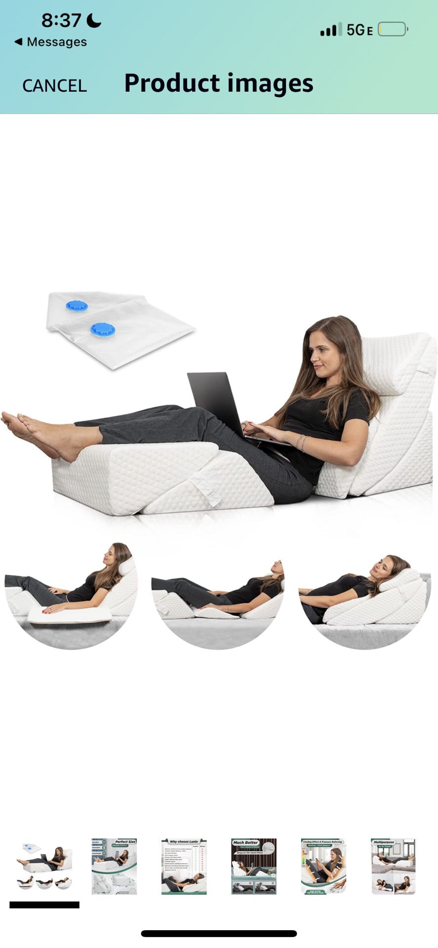 Lunix LX13 6pcs Orthopedic Bed Wedge Pillow Set, Post Surgery Memory