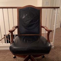  Vintage Leather Navy Swivel Chair