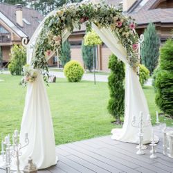 XJ141-G2 Wedding Arch Stand: Modern White Wedding Archway Frame Backdrop Stand Garden Plant Arbor for Bridal Party, Wedding Ceremony