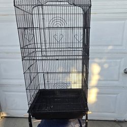  Rolling Bird Cage Large Wrought Iron Cage for Cockatiel Sun Conure Parakeet Finch Budgie Lovebird Canary Medium Pet House with Rolling Stand & Storag
