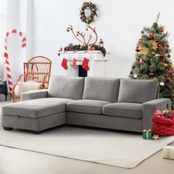 Mahwah 98’’ Chenille Square Arm Sofa L-Shape Convertible Sectional Couches Sofa With Storage 