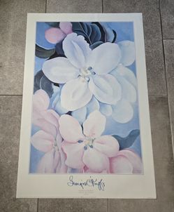 Georgia O’Keeffe Apple Blossoms Offset Litho Art Print Poster Vtg 1995 24x36"