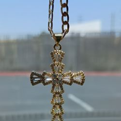 Crystal Cross necklace with chain 
