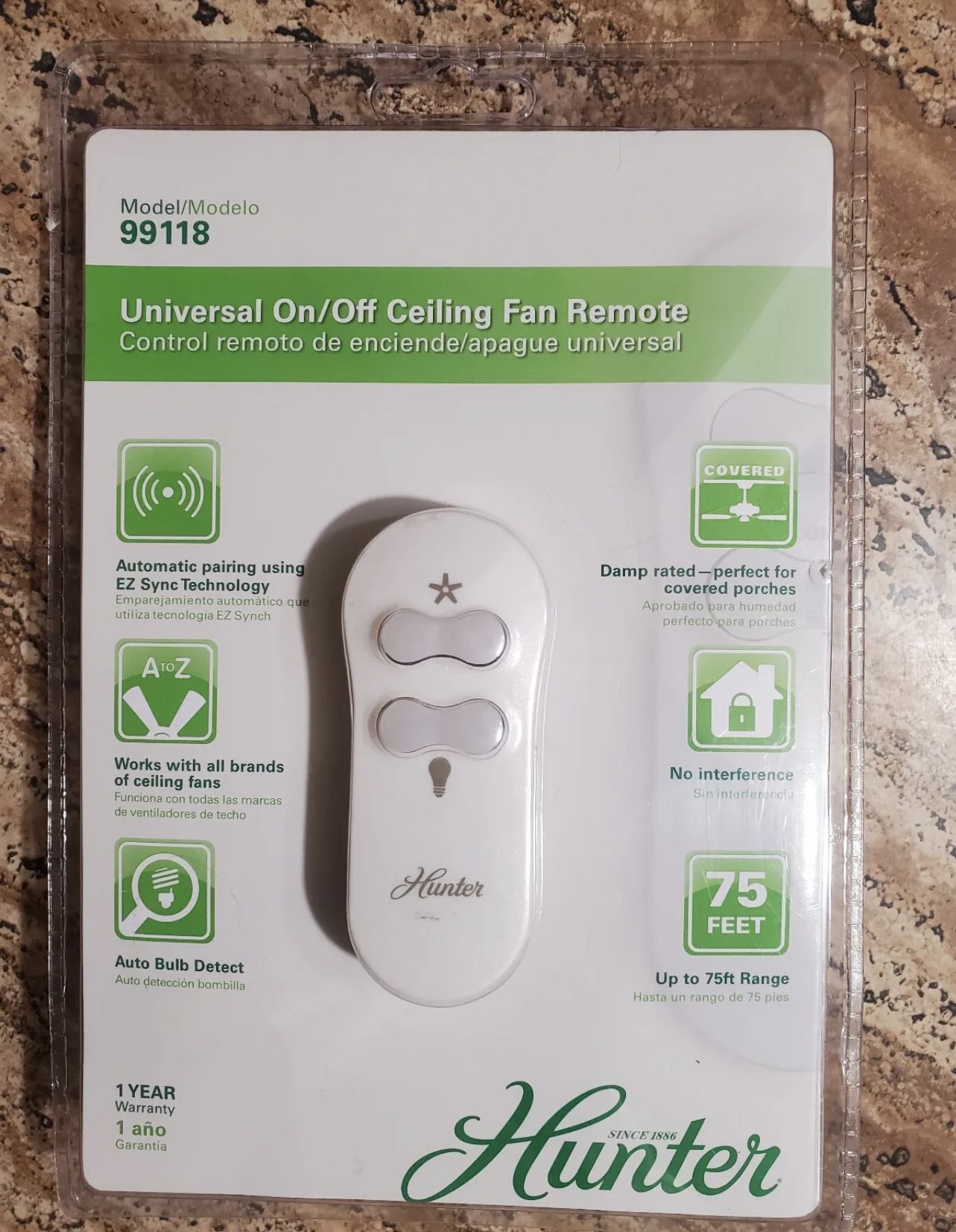 Hunter 99118 Universal Fan & Lights Remote Control and Receiver Combo - SEALED!!