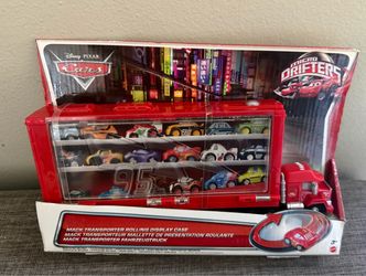 New Disney Pixar Cars Mack Transporter Rolling Display Case for Micro Drifters