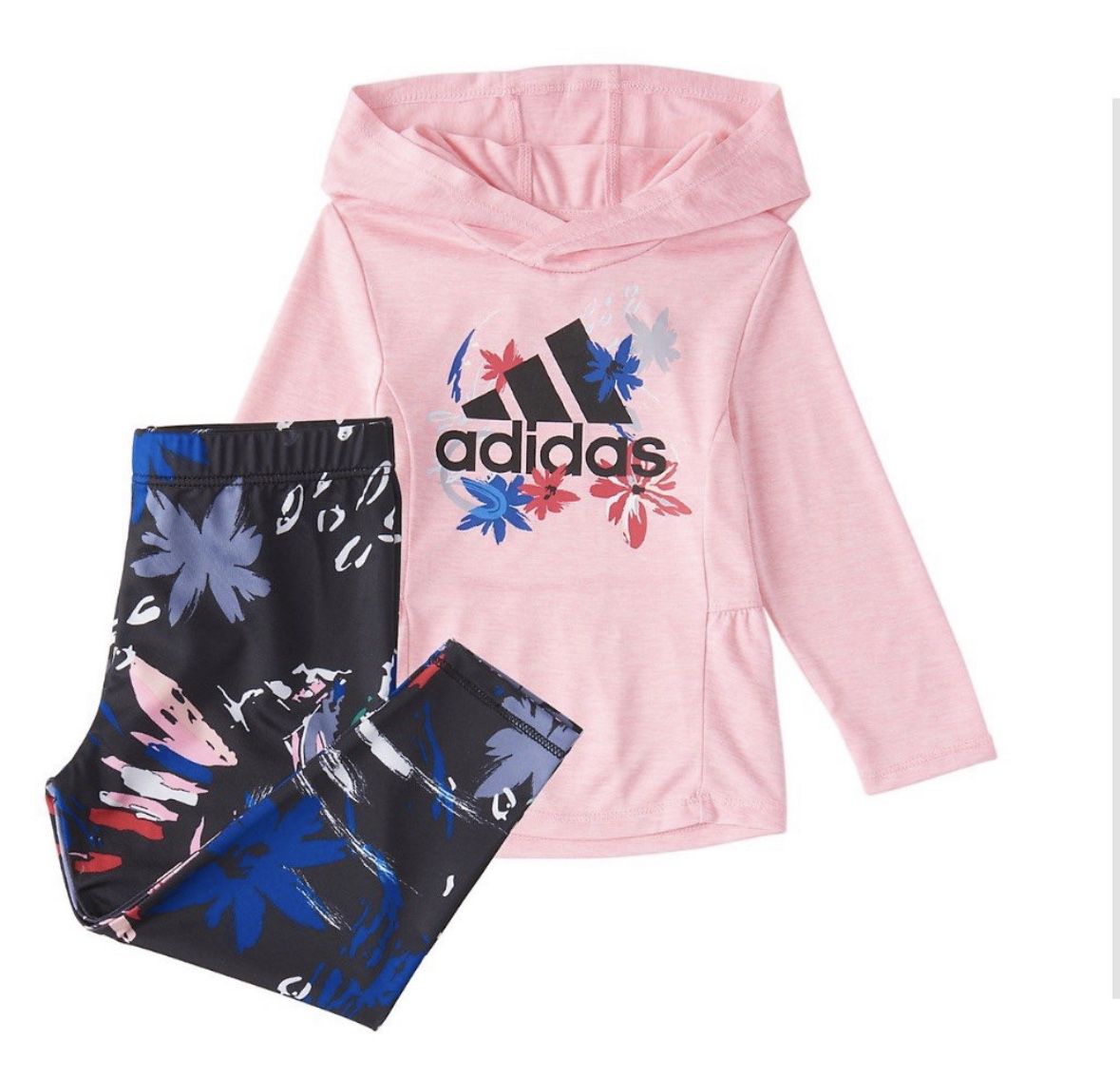 Girls Adidas Hooded Top and Printed Leggings Set Size 6
