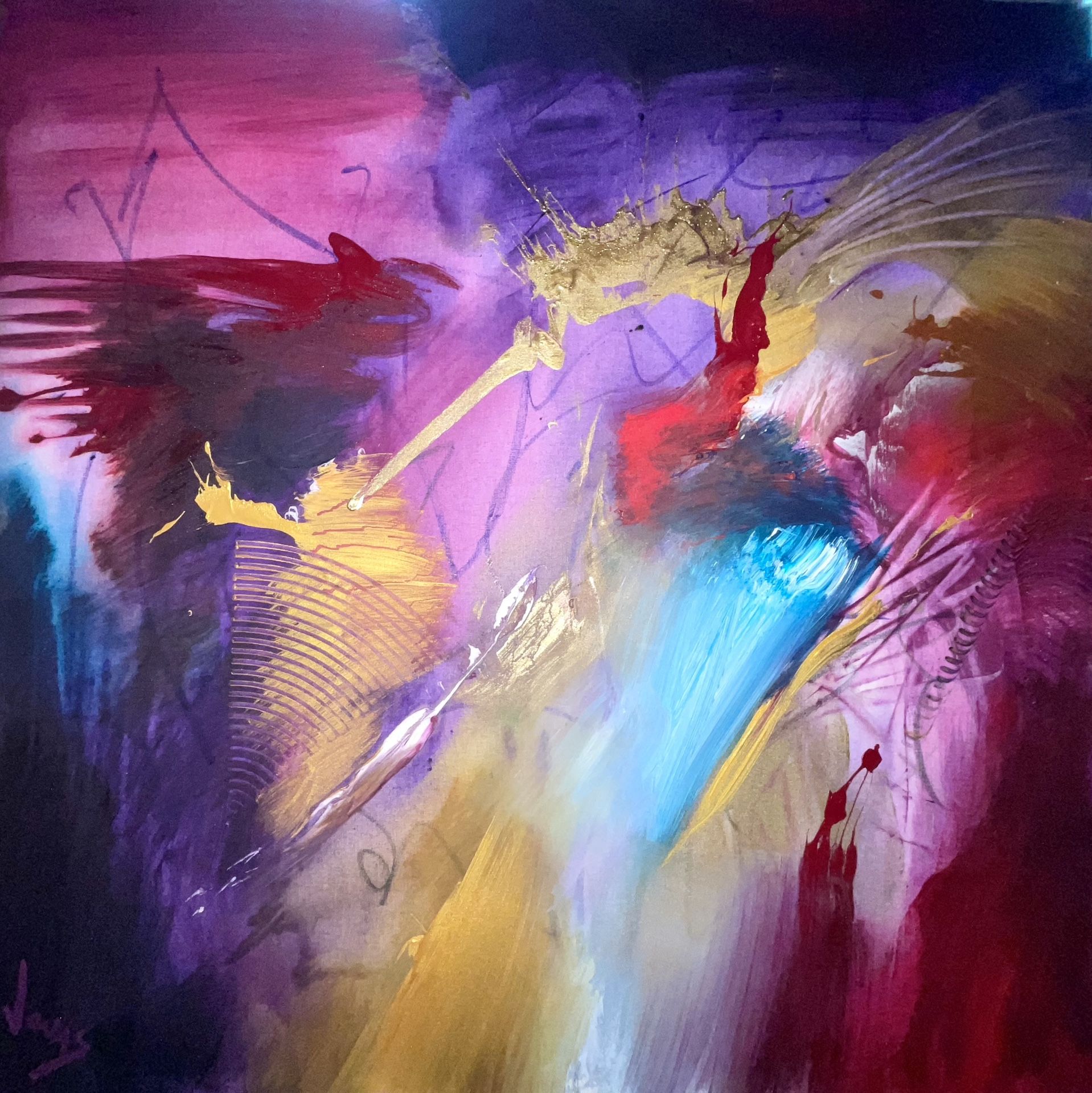 Abstract Original 46” Square Canvas Painting by Jonas Gerard