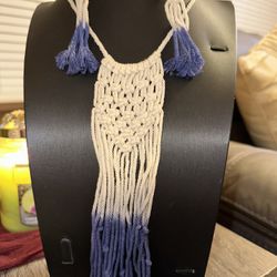 BRAND NEW - Macrame Navy Blue/Cream Set  
