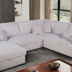 New Comfy Ashley Furniture SUPER COMFY Corduroy Sofa Sectional SLEEPER 