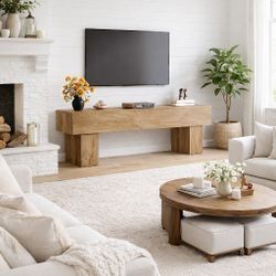 TV Stand, Farmhouse Entertainment Center, Low TV Console Table for Living Room, Long Media Console Television Stands for 55/60/65 Inch TV