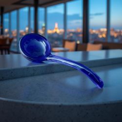 SUMMIT COBALT DEPRESSION GLASS SPOON 