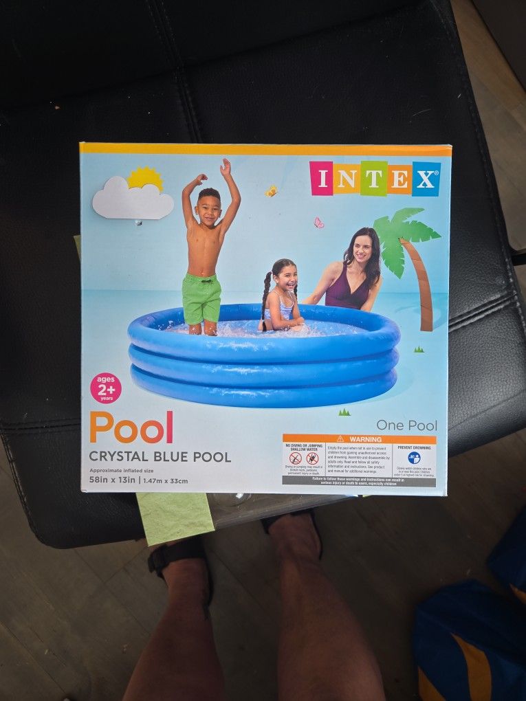 New Inflatable Pool New In Box Never Opened, 58"x 13" Inches, 87 Gallon, Water Depth 10"