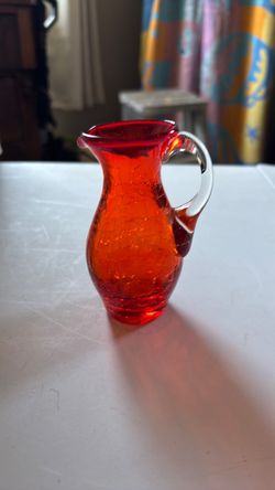 Vintage amberina crackle glass mini pitcher