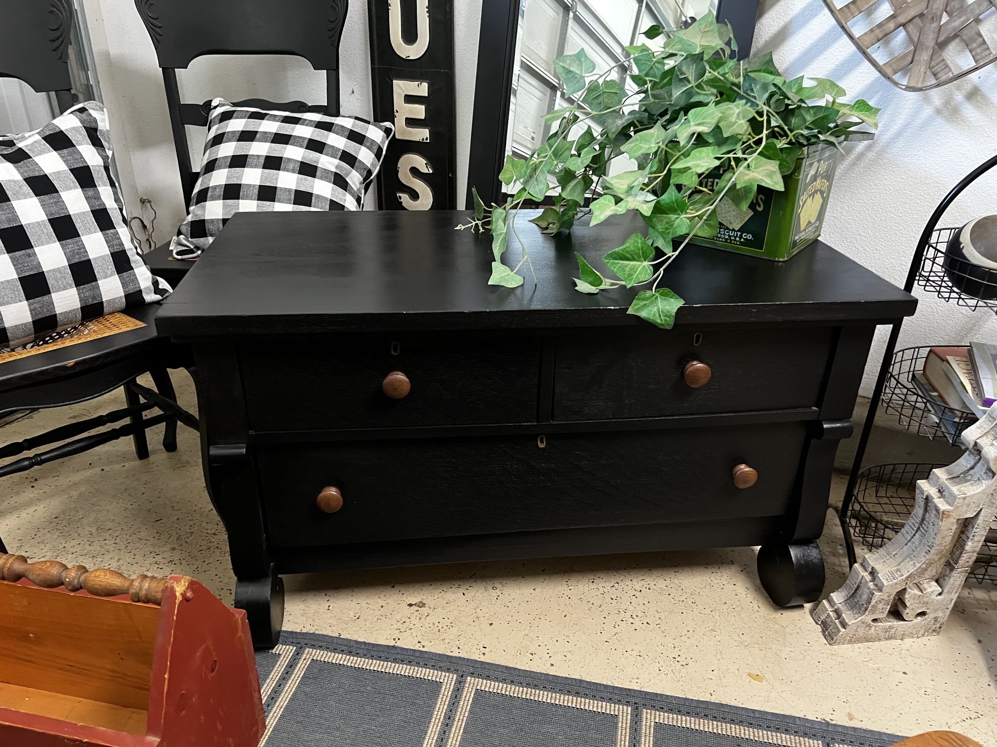 Antique Low Boy Dresser w/Mirror