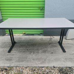Gray Top Desk with Black Metal Legs
