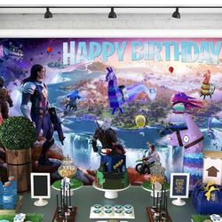 Battle Royale Backdrop for Boys Birthday Video Game