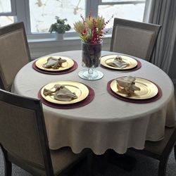Round wooden dinner table