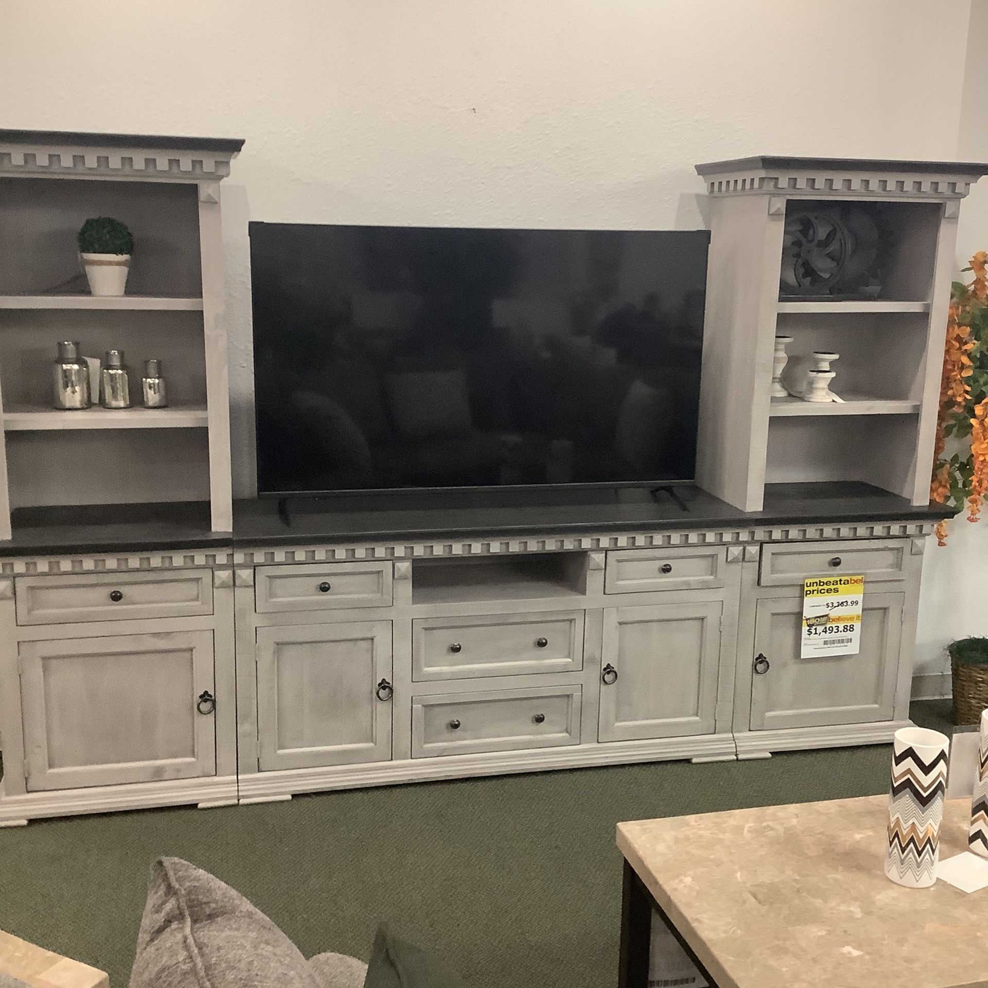 Solid Wood Large Wall Unit 70 Inch Television