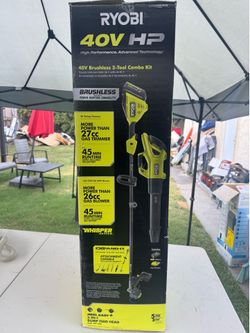 40V HP Brushless 650 CFM 160 MPH Cordless Leaf Blow and Carbon Fiber String Trimmer with Live Chat 4Ah Battery and Charger