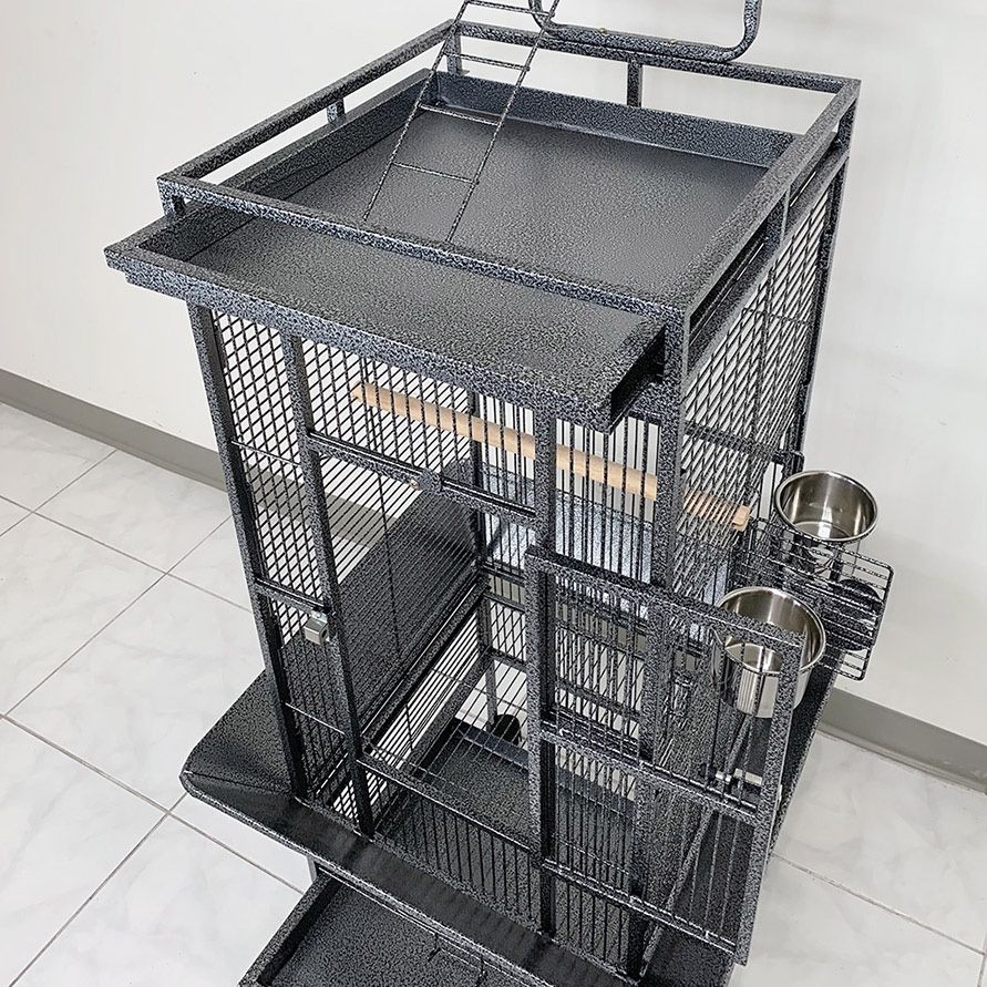 (NEW) $130 Large 61” Tall Bird Cage with Rolling Stand Playtop for Parakeets Parrots Conures Cockatiel