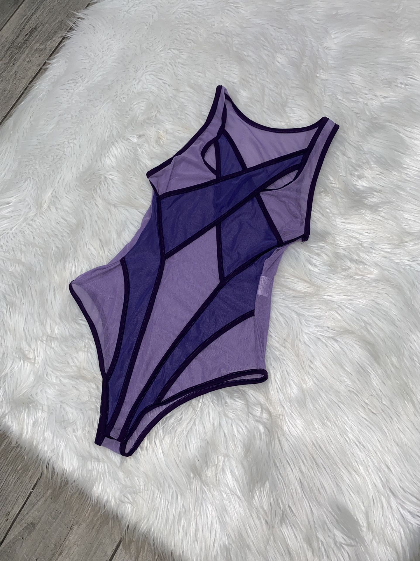 Women's Sleeveless Sheer Bodysuit Cut Out Leotard Sheer Mesh Patchwork Crisscross Top