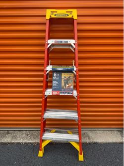 Werner 6 ft. H Fiberglass Step Ladder Type IA 300 lb. capacity