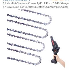 4PK 6" Inch Mini Chainsaw Chain 1/4 LP Pitch .0043 Gauge 37 Drive Link Cordless