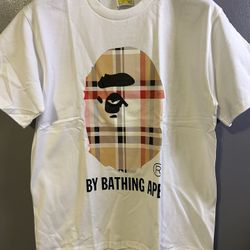 White Burbery Bape Tee