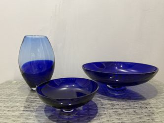 Crate And Barrel Poland Polish Cobalt Blue Trio 