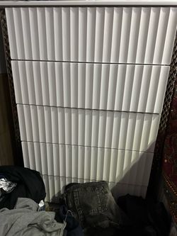 White Tall Dresser with Ornate Dark Frame