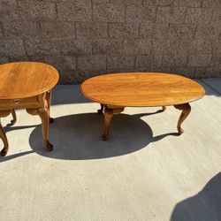 Solid Oak Coffee Table & End Table