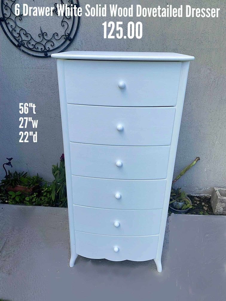6 Drawer White