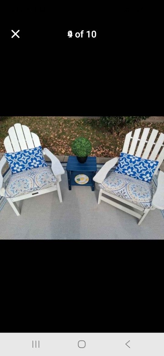 Poly Outdoor FURNITURE, Adirondack Chairs, Cushions, Back Pillows, Yes Available