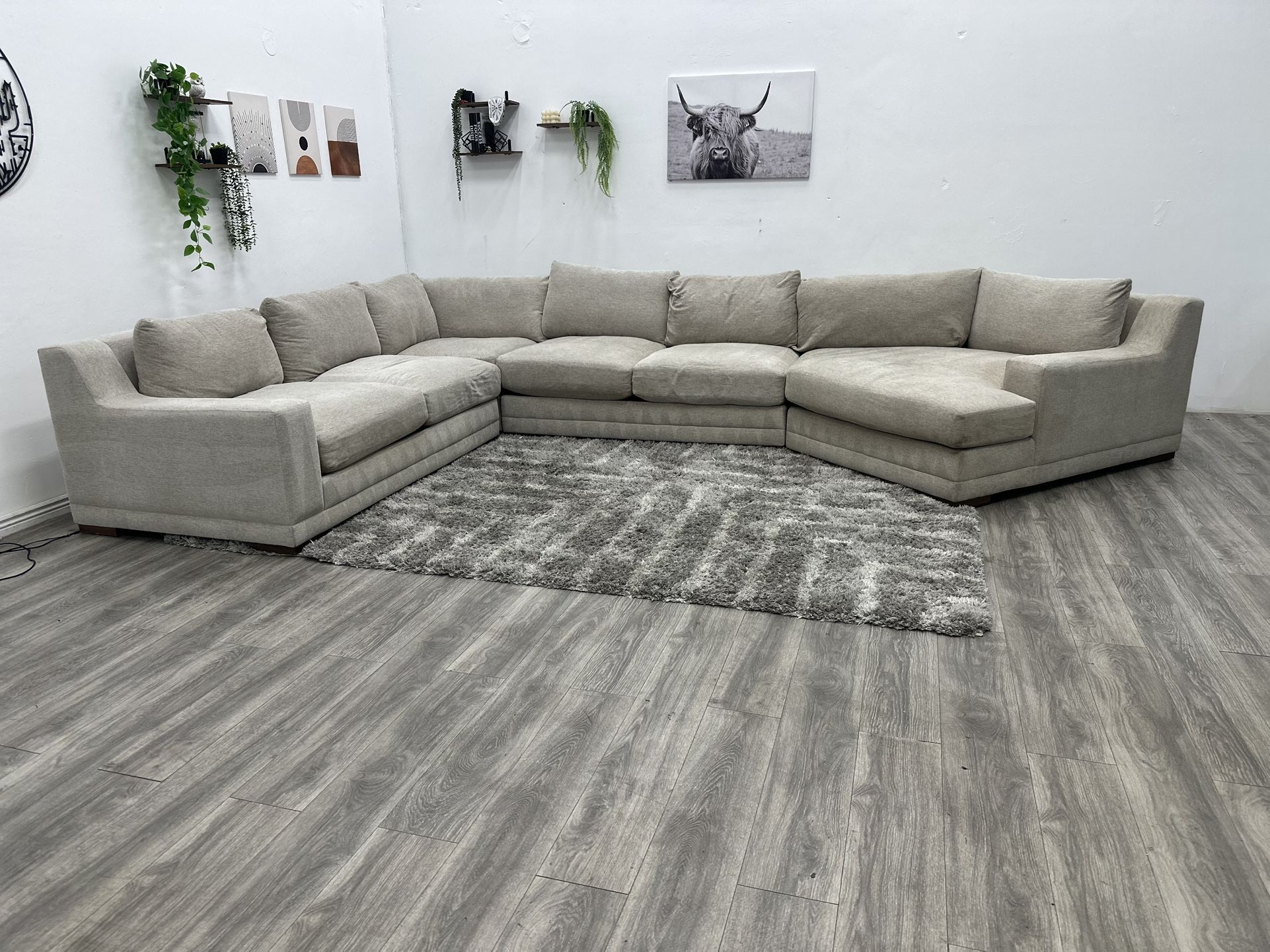 Living Spaces Grey Sectional Couch - Free Delivery