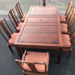 Chinese Dining Room Set (Table, Chairs & Hutch)