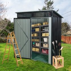 5ft x 3ft Outdoor Metal Storage Shed Transparent Plate Black 