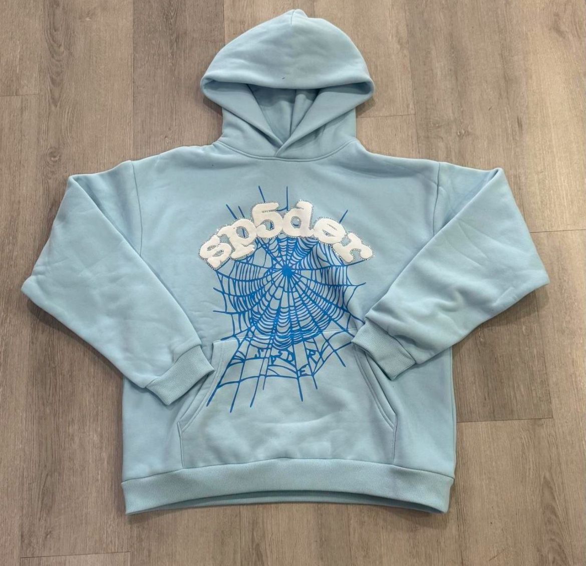 Sky Blue Sp5der Hoodie | Size Small