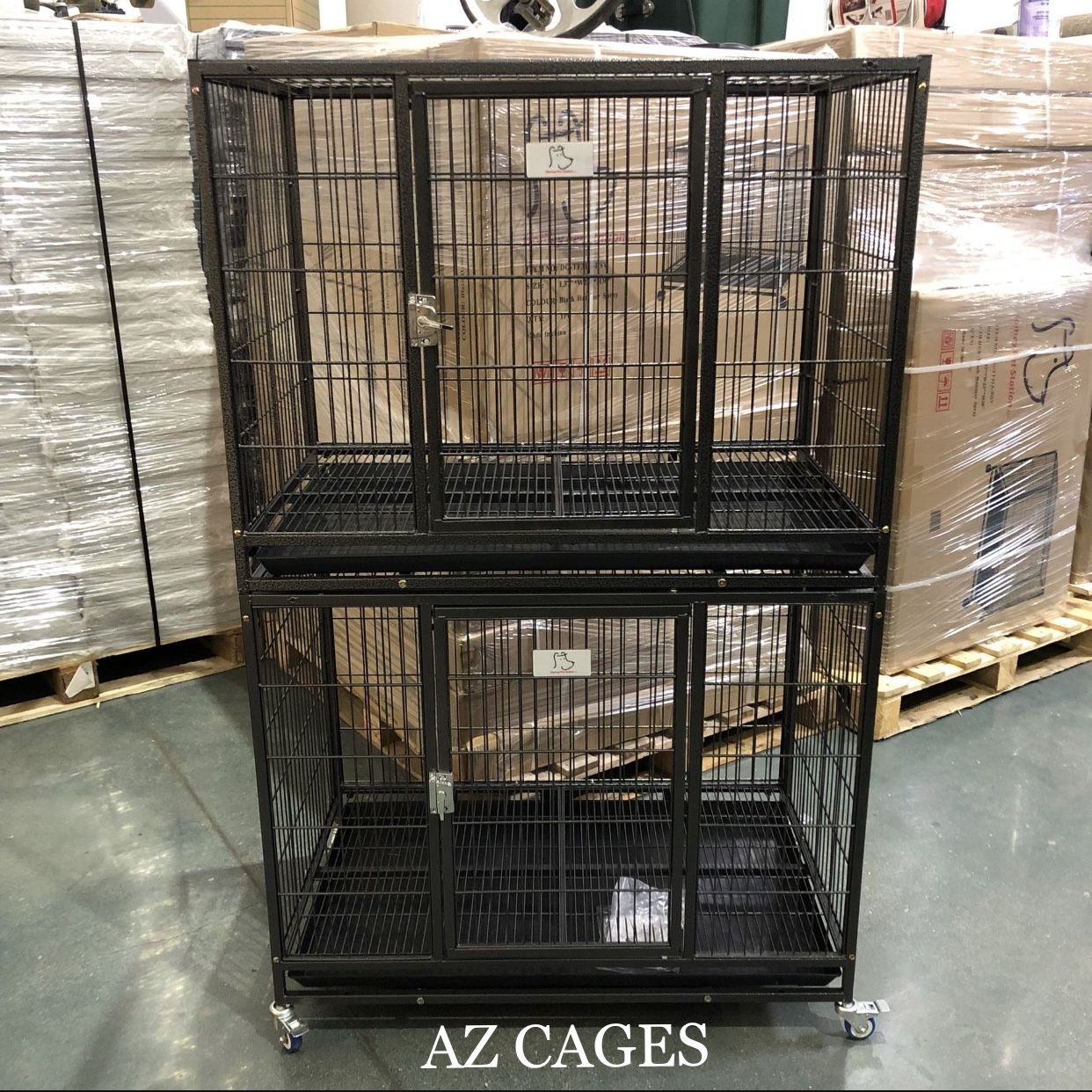 🔴 On sale 🔥Double Set Brandnew 37” Heavy Duty Dog Kennel Crate Cage 🐶 please see dimensions in second picture 🇺🇸