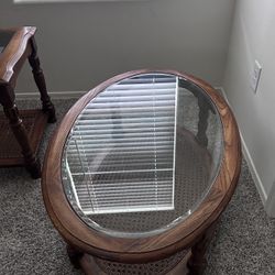 Glass Top Wooden Coffee Table 