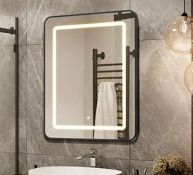 Homeibro 24x30 LED Black Medicine Cabinet Recessed or Surface Mount