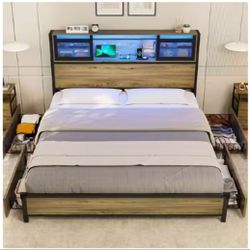 Full bed for sale without mattress, value 100, no light (LED not included) 